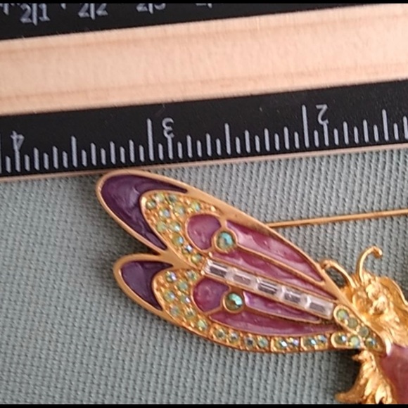 KIRKS FOLLY DRAGONFLY FAIRY RARE/SIGNED "LUNA ANTENNA FAIRY BROOCH - Picture 8 of 8